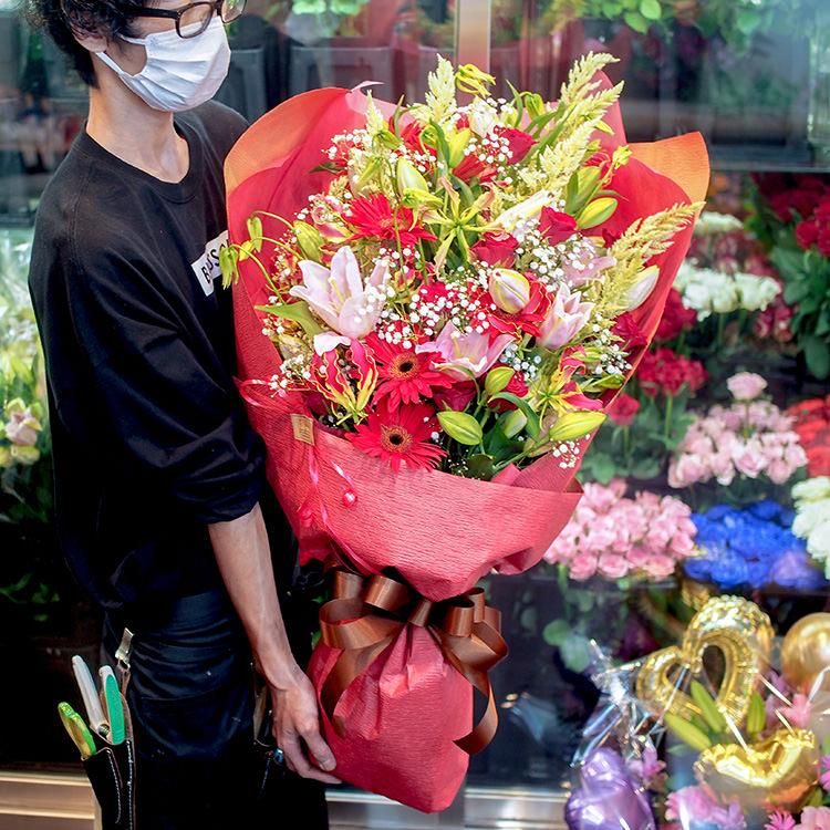 季節の花束 特大 ワンサイド 京都祇園 河原町の花屋 フラワー バルーンblossom 京都店