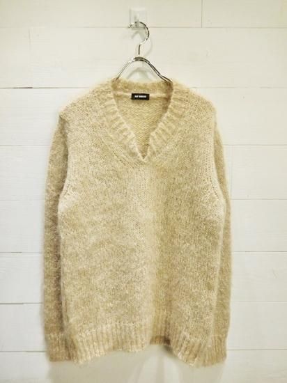 RAF SIMONS V-Neck Mohair Knit Sand - Laid back(レイドバック