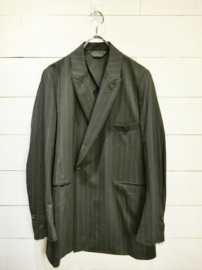 ESSAY Peaked Lapel Taylored Jacket Black Stripe - Laid back(レイド