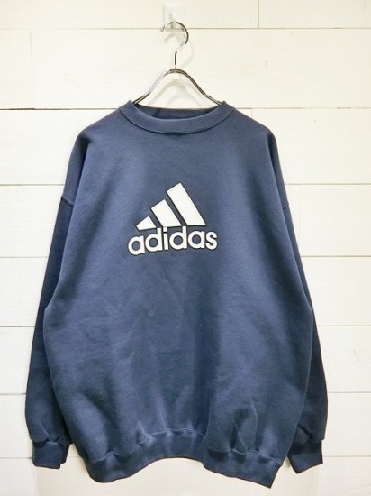 Dead Stock】90's adidas USA製 Crew Neck Sweat Navy - Laid back