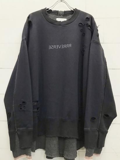 Stein シュタイン 21SS OVERSIZED DAMAGED KNIT LS ダメージ加工 スウェット トレーナー グリーン ST.441