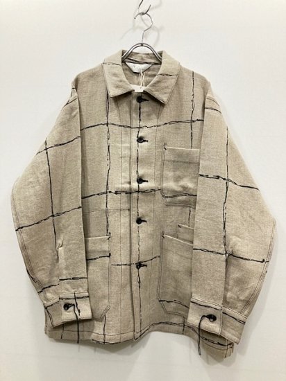 ANCELLM（アンセルム） 2022SS 22SS DRAWING CHECK LINEN COVERALL ...