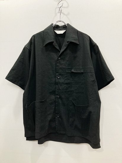 ANCELLM（アンセルム） 2022SS 22SS LINEN VISCOSE OPEN COLLAR PK SS SHIRT  リネン×ビスコースショートスリーブオープンカラーシャツ Black - Laid back（レイドバック）| 千葉県 柏市 取り扱い 店舗  セレクトショップ 通販