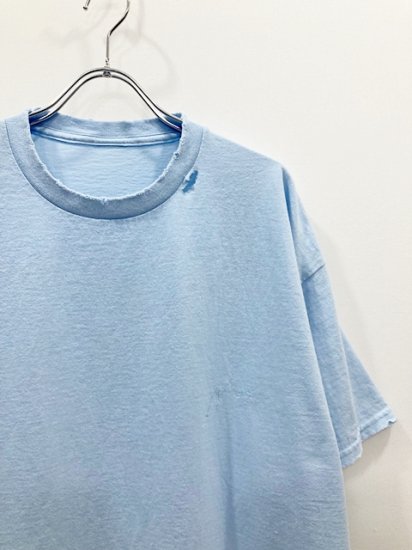 ANCELLM（アンセルム） 別注 EMBROIDERY T-SHIRT -EXCLUSIVE- ダメージTシャツ L.Blue - Laid back （レイドバック）| 千葉県 柏市 取り扱い 店舗 セレクトショップ 通販