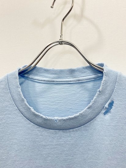 ANCELLM（アンセルム） 別注 EMBROIDERY T-SHIRT -EXCLUSIVE- ダメージTシャツ L.Blue - Laid back （レイドバック）| 千葉県 柏市 取り扱い 店舗 セレクトショップ 通販