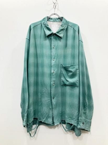 ANCELLM RAYON CHECK SHIRT(GREEN)