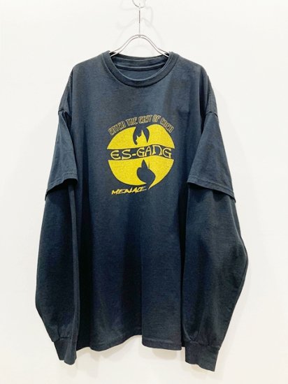 ESSAY（エッセイ） 2023SS 23SS LAYERED OVERSIZE LONG T-SHIRT(ES GANG) レイヤードTシャツ  Black - Laid back（レイドバック）| 千葉県 柏市 取り扱い 店舗 セレクトショップ 通販