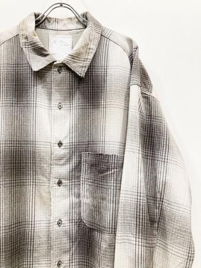 激安公式通販サイト 試着のみ ANCELLM DAMAGED FLANNEL CHECK SHIRT