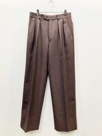 INTERIM（インテリム） 2023AW 23AW LIMITED BASKET WEAVE 2-TUCK STRAIGHT SLACKS  バスケットウィーブ2タックストレートスラックス　Brown - Laid back（レイドバック）| 千葉県 柏市 取り扱い 店舗 セレクトショップ  通販