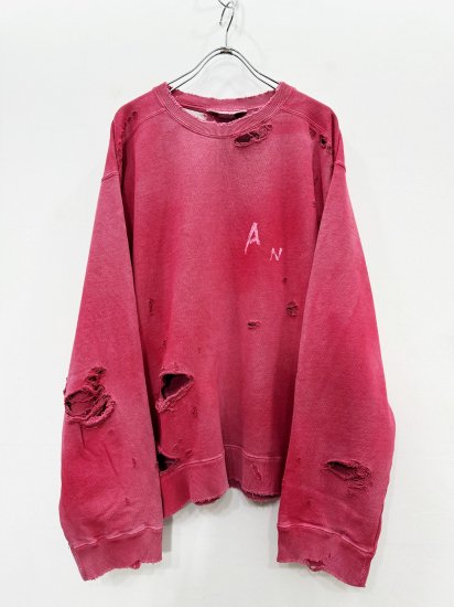 ANCELLM（アンセルム） 2024AW 24AW CRASH UNEVEN OVER SWEAT SHIRT Red - Laid  back（レイドバック）| 千葉県 柏市 取り扱い 店舗 セレクトショップ 通販