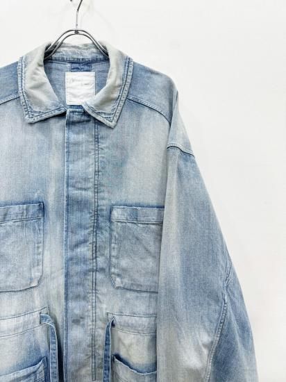 24SS ANCELLM アンセルム ダメージ カバーオール シャツ ジャケット ANCELLM（アンセルム） 2024SS 24SS UNEVEN PAINT COVERALL Navy