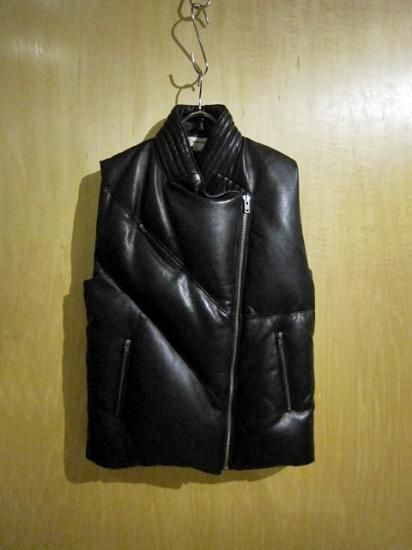 HELMUT LANG Lamb Leather Riders Down Vest Black - Laid back(レイド 