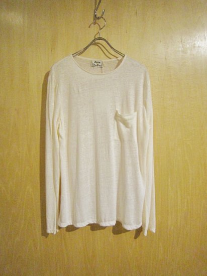 Acne Studios Granville L/S Linen Tee Off White - Laid back(レイド