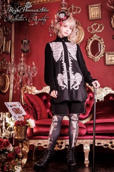 Madhatter's Tea Party ・まくら くらまコラボ スケルトンブラウス(黒