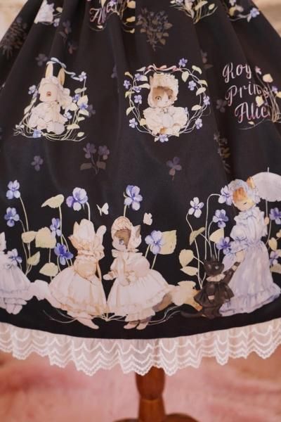 スミレの花園・tonoコラボ ジャンパースカート(黒)【3月中旬～3月下旬