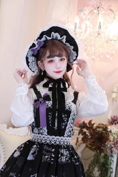 スミレの花園・tonoコラボ ジャンパースカート(黒)【3月中旬～3月下旬