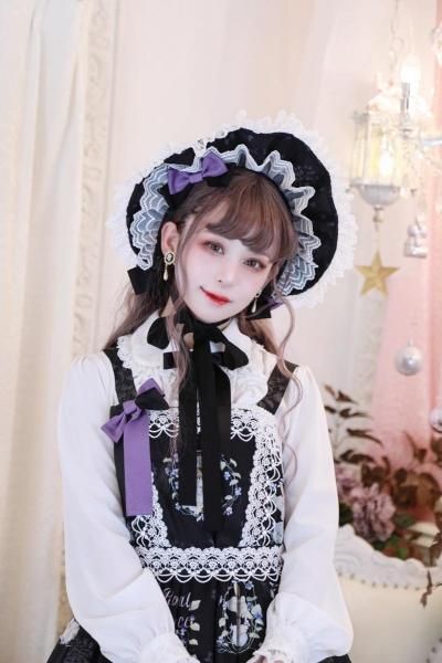 スミレの花園・tonoコラボ ジャンパースカート(黒)【3月中旬～3月下旬