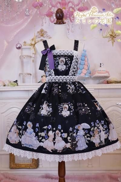 スミレの花園・tonoコラボ ジャンパースカート(黒)【3月中旬～3月下旬