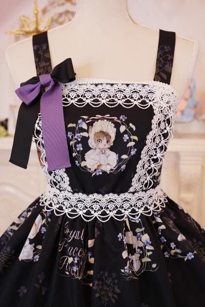 スミレの花園・tonoコラボ ジャンパースカート(黒)【3月中旬～3月下旬