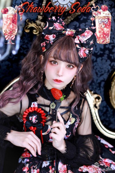 Strawberry Soda ・Spinコラボ　ジャンパースカート(黒)【６月中旬ー下旬より随時発送】 - Royal Princess Alice  Official Online Shop