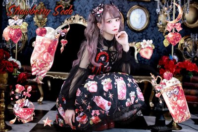 Strawberry Soda ・Spinコラボ　ジャンパースカート(黒)【６月中旬ー下旬より随時発送】 - Royal Princess Alice  Official Online Shop