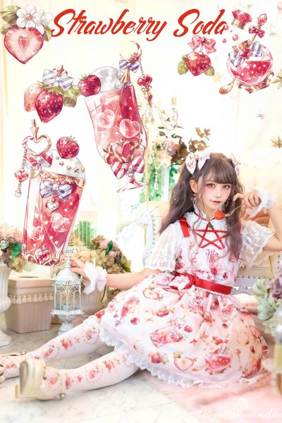 Strawberry Soda ・Spinコラボ ジャンパースカート(ピンク)【６月中旬