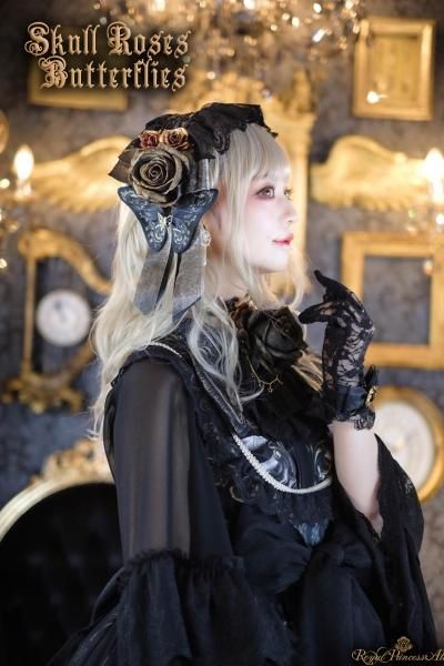 Skull Roses Butterflies ヘッドドレス【７月中旬より随時発送 