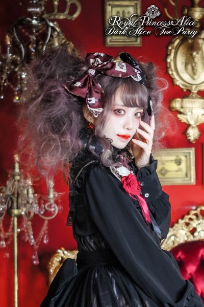 Dark Alice Tea Party・まくら くらまコラボ ヘアクリップ（ボルドー