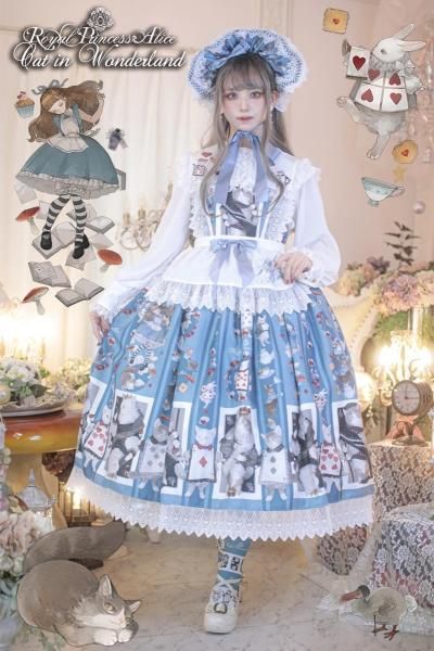 ねこ助 Cat in Wonderland ねこ助コラボ タイツ（青）【1月下旬より随時