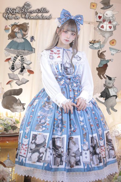 Cat in Wonderland ねこ助コラボ ドレス（青）【1月下旬より随時発送 