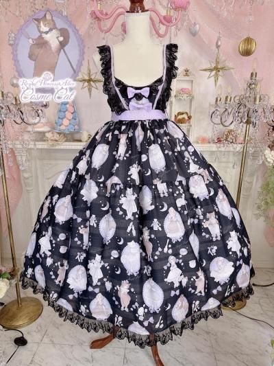 好評 Cosme ジャンパースカート(ブラック）【即納品 ねこ助コラボ Cat ワンピース