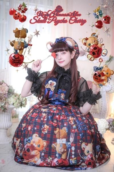 【限定セール！】 スカルサイコチェリー・Spinコラボ ジャンパースカート（赤 ワンピース