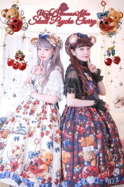 スカルサイコチェリー Spinコラボ ジャンパースカート スカルサイコチェリー・Spinコラボ ジャンパースカート（白