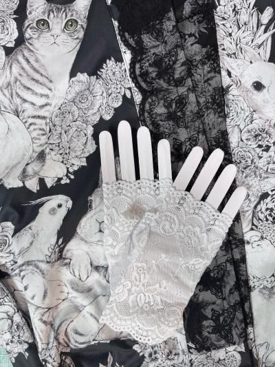 Jardin dete・夏の庭園 レース襟&グローブセット・黒（浴衣購入の方