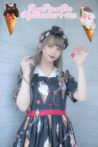 にゃいすクリーム サマー3点セット黒（ワンピース・カチューシャ