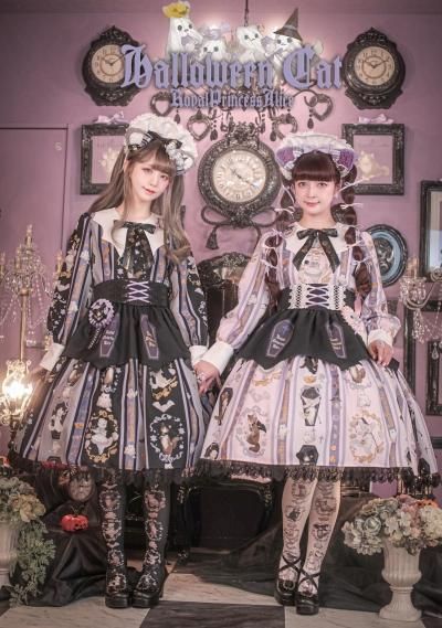 悪魔猫と終末の砂時計柄ワンピース | トウキョウアリス