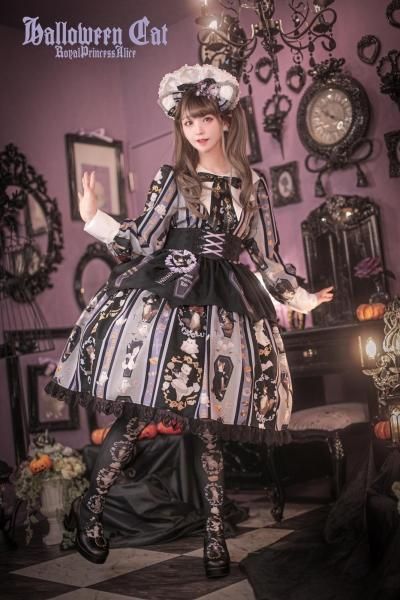 Halloween cat ねこ助コラボ ワンピース（ブラック）【10月中旬