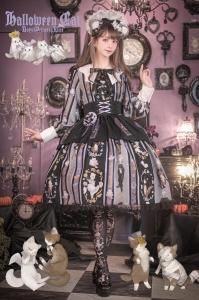 Halloween cat ねこ助コラボ ジャンパースカート（ブラック