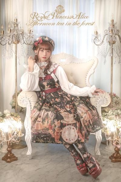 森のアフタヌーンティー・tonoコラボ ジャンパースカート（黒）【1月末