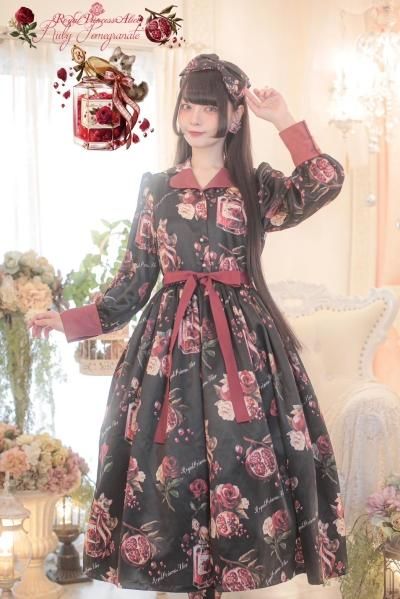 ななみ　プアラニ　ロイヤルコレクション　ワンピース 黒　S 新品 ルビー柘榴 Spinコラボ ワンピース（黒）【2月末より随時発送