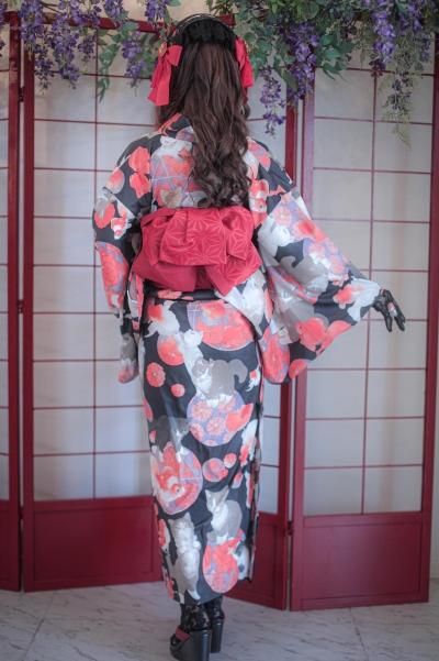 涼風金魚猫 ねこ助コラボ 浴衣（黒）【即納品】 - Royal