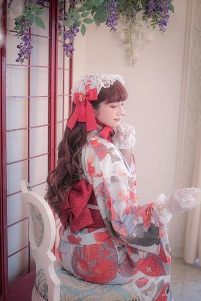  princess Alice猫柄黒白浴衣帯セット Cat in Wonderland ねこ助コラボ ドレス（黒）【1月下旬より随時