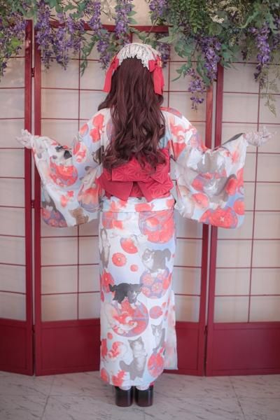 涼風金魚猫 ねこ助コラボ 浴衣（白）【即納品】 - Royal