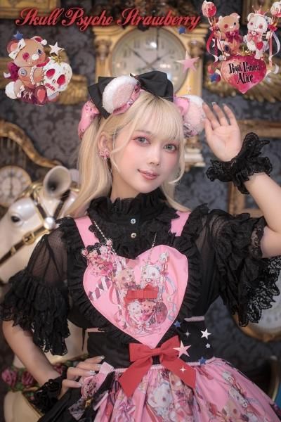 メルティチョコレート 黒ピンク ワンピース カチューシャ オーバーニー お袖とめ ToAlice】L1356ウィッチキャットコルセット風ティアードワンピース