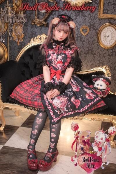 Skull Psycho Strawberry Spinコラボ ジャンパースカート（赤