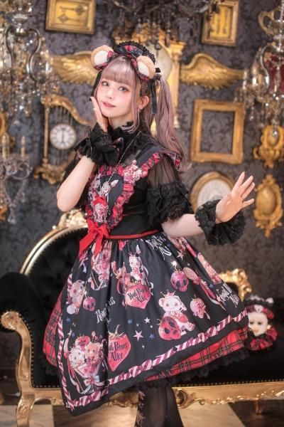 Skull Psycho Strawberry Spinコラボ ジャンパースカート（赤