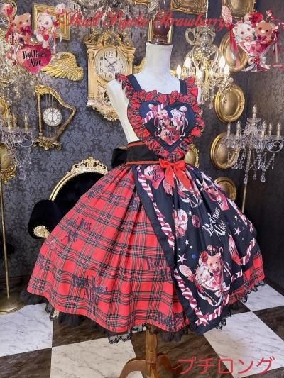 Skull Psycho Strawberry Spinコラボ ジャンパースカート（赤