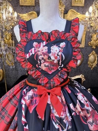 Skull Psycho Strawberry Spinコラボ ジャンパースカート（赤