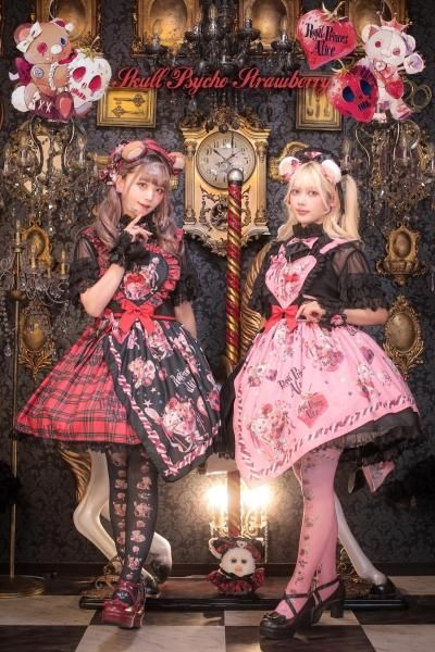 Skull Psycho Strawberry Spinコラボ ジャンパースカート（ピンク）【9