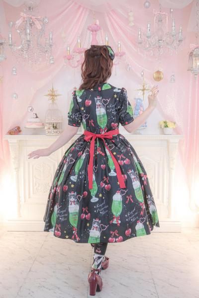 にゃいすクリームソーダ オーバーニー（黒）【8-9月頃より随時発送